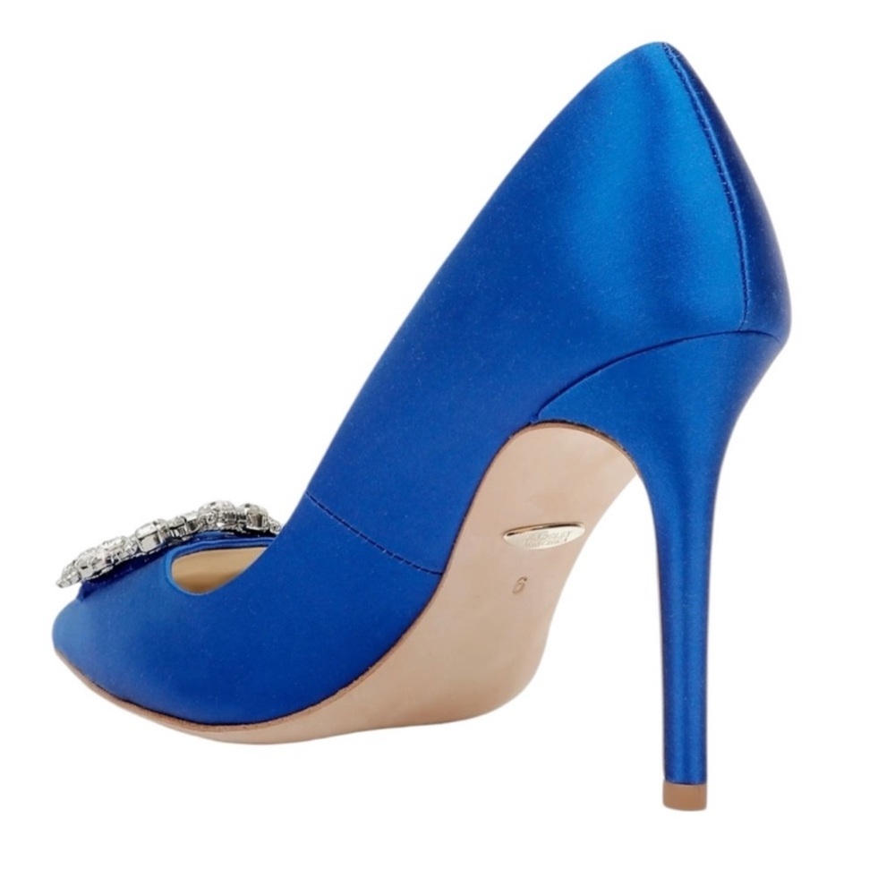 Badgley Mischka Collection Cher Embellished Pump Satin Blue Rhinestone - Picture 4 of 8